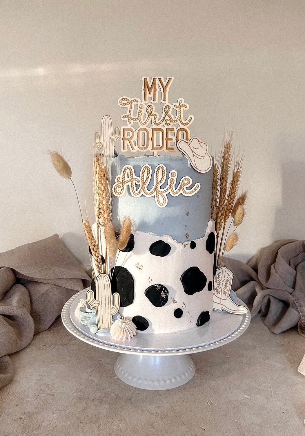 Wooden My First Rodeo Topper & Charm Set