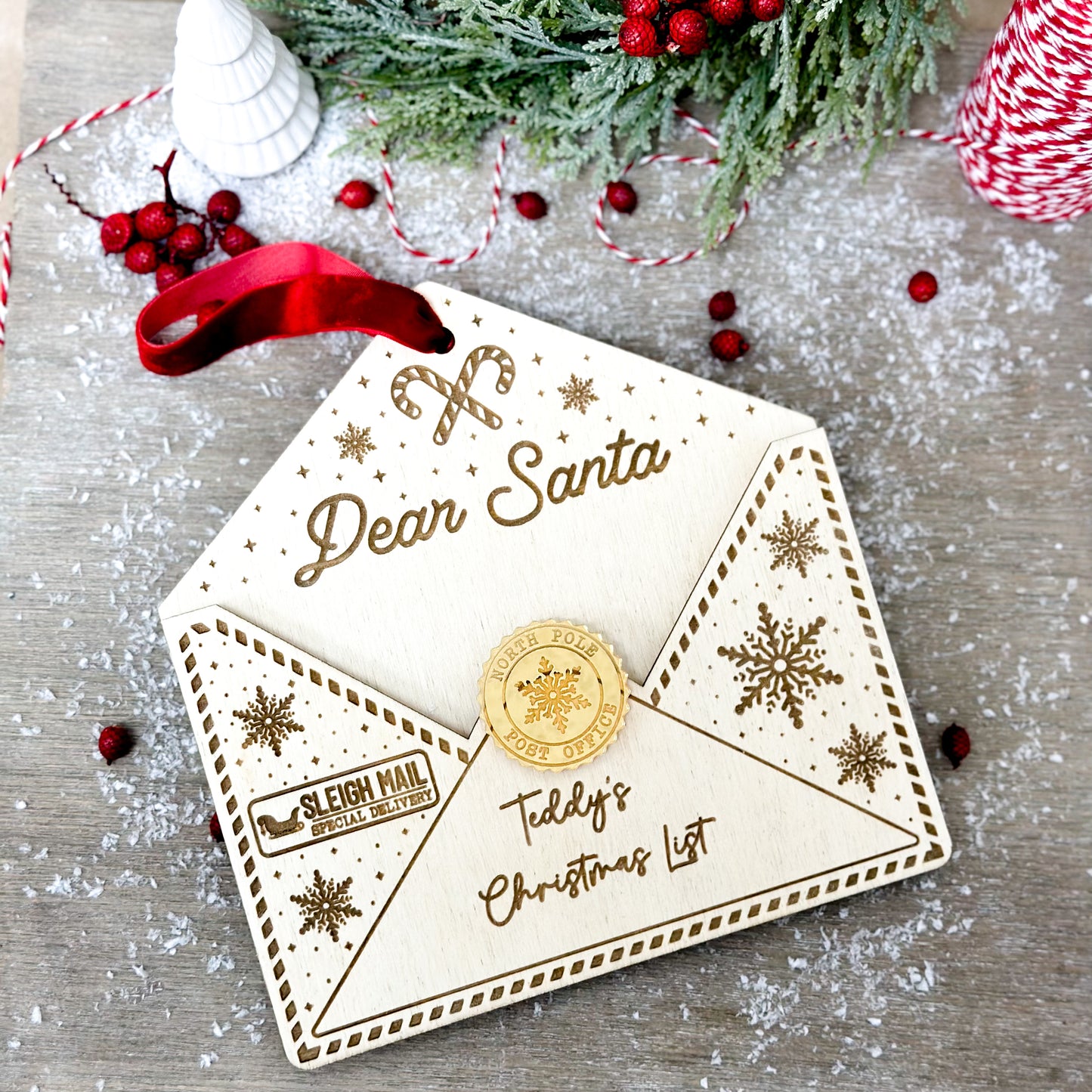 Letter to Santa Personalised Wooden Envelope