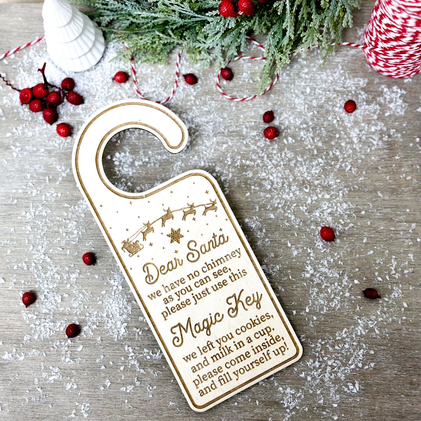 Stop Here Santa Personalised Wooden Hanger