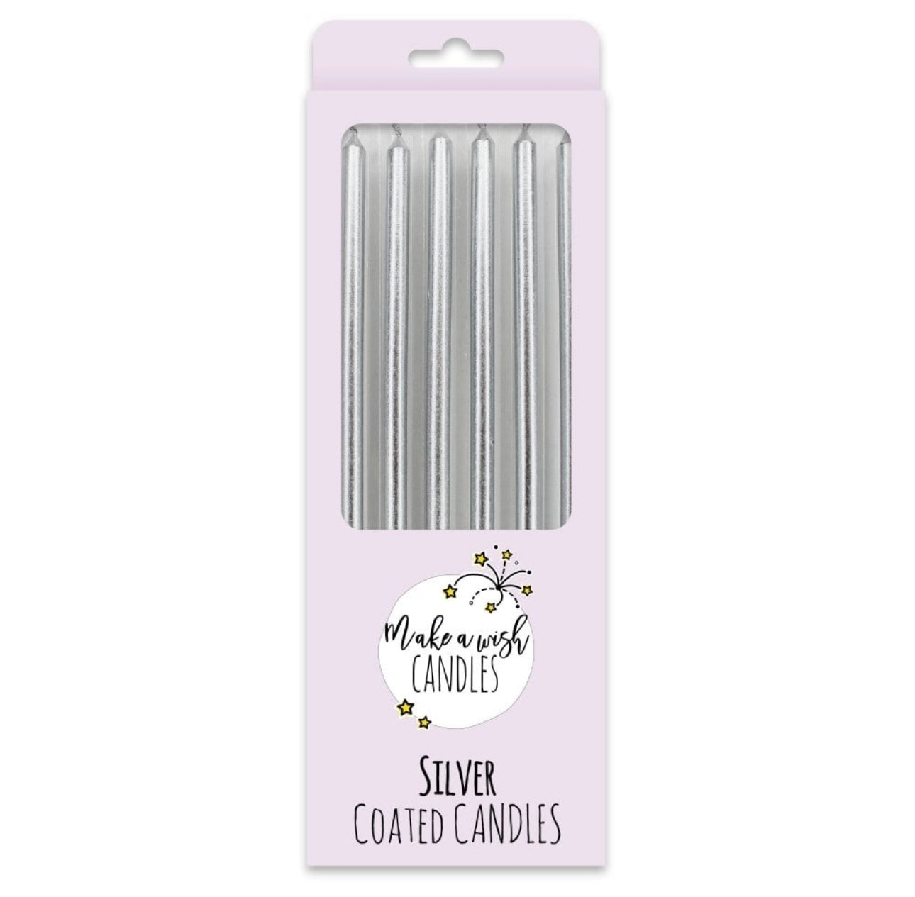 Tall Silver Metallic Candles x 6