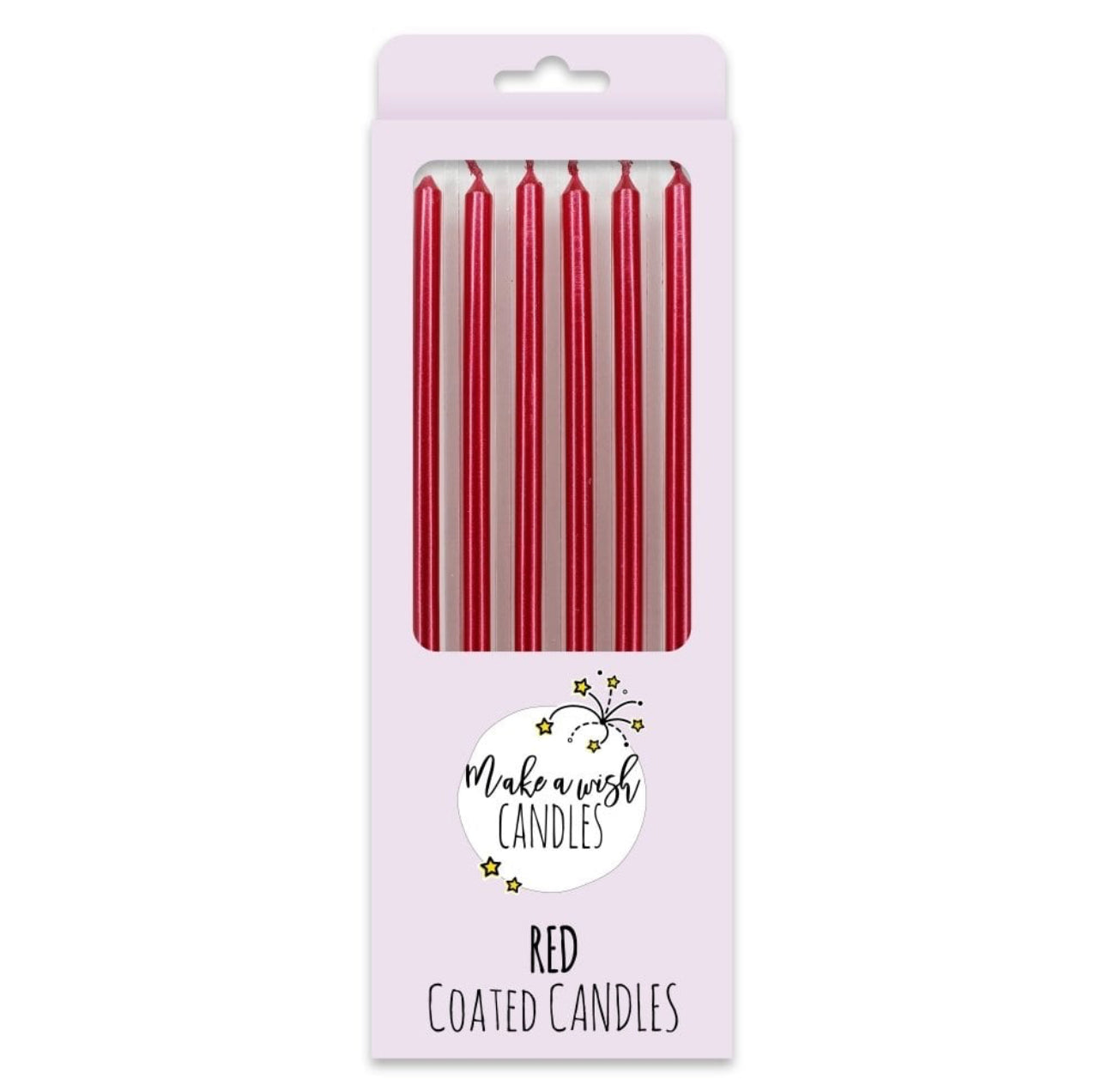 Tall Red Metallic Candles x 6