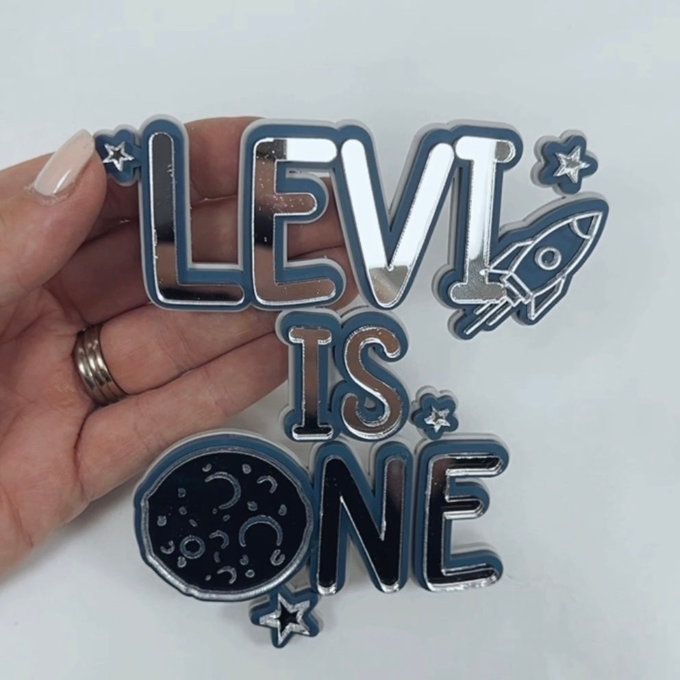 Space Themed Double Layer Name & Age Charm