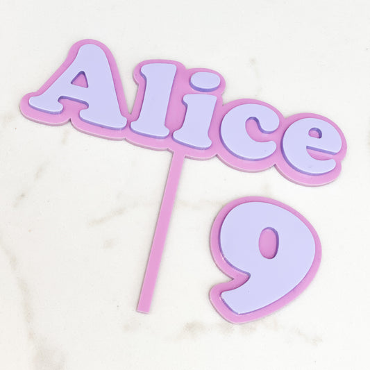 Double Layer Name & Age Topper & Charm