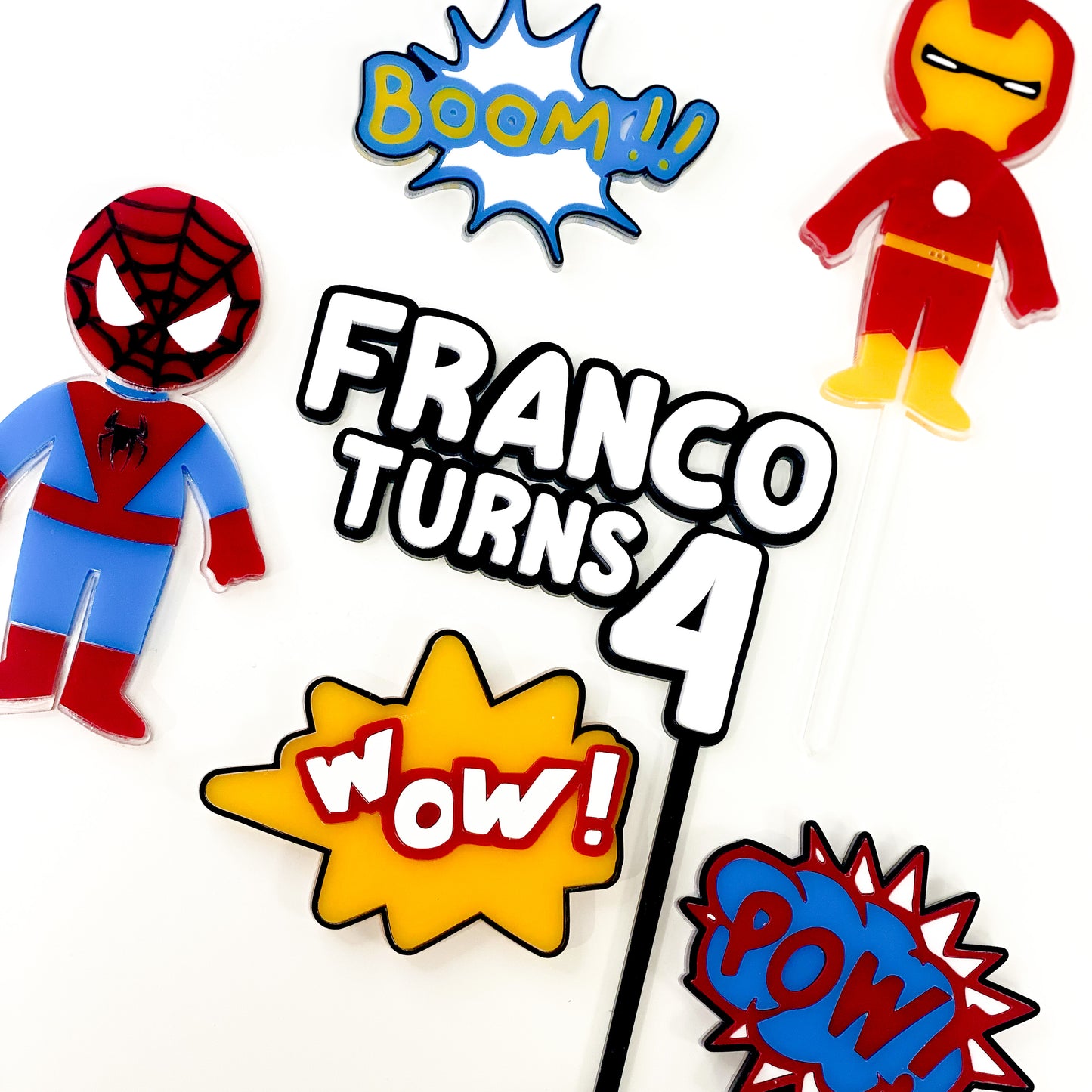 Superheroes Cake Topper & Charm Set