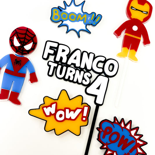 Superheroes Cake Topper & Charm Set