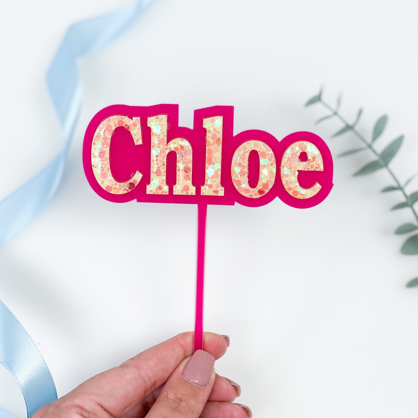 Glitter Acrylic Name Cake Topper