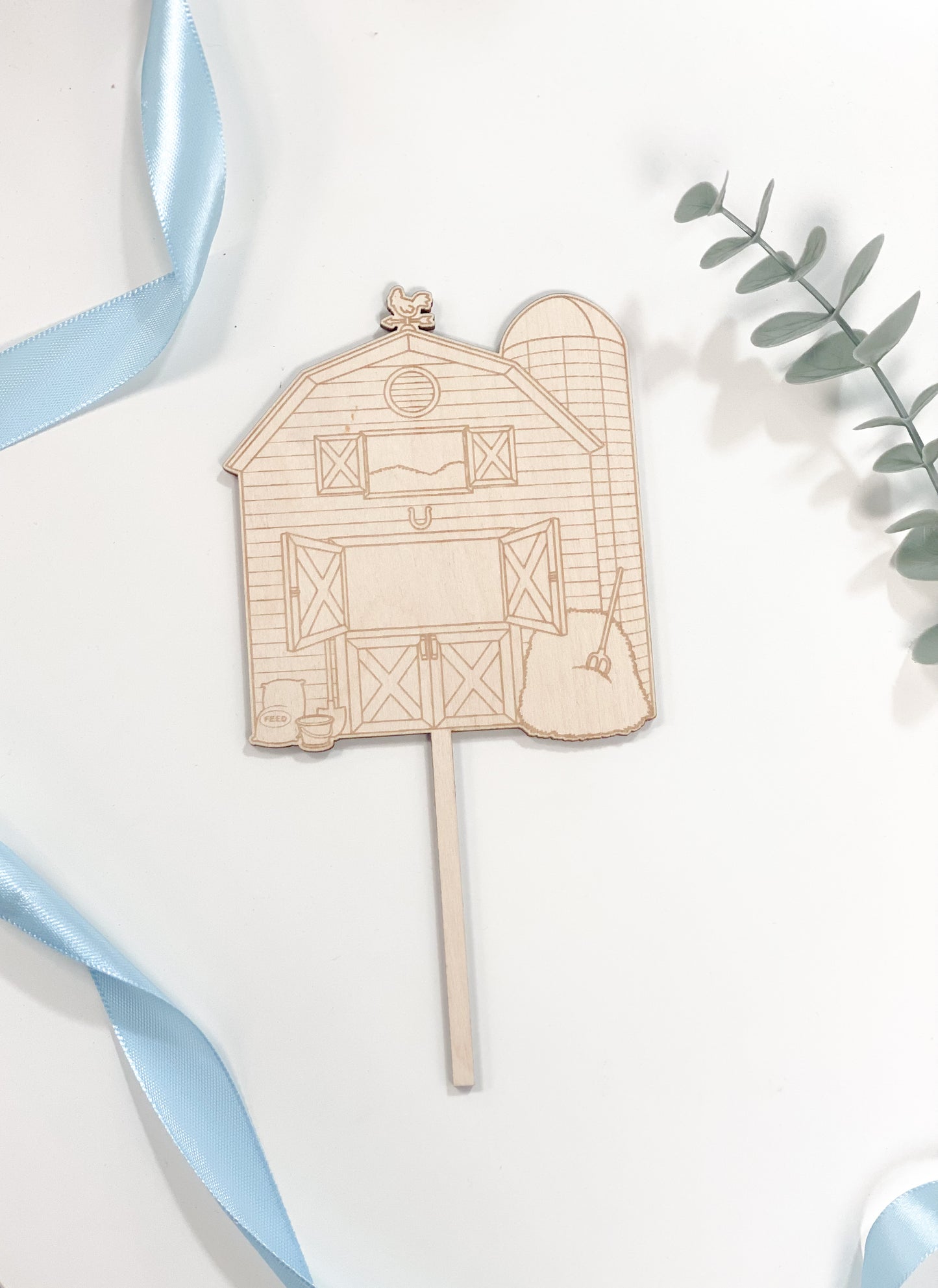 Wooden Farm Barn Cake Topper