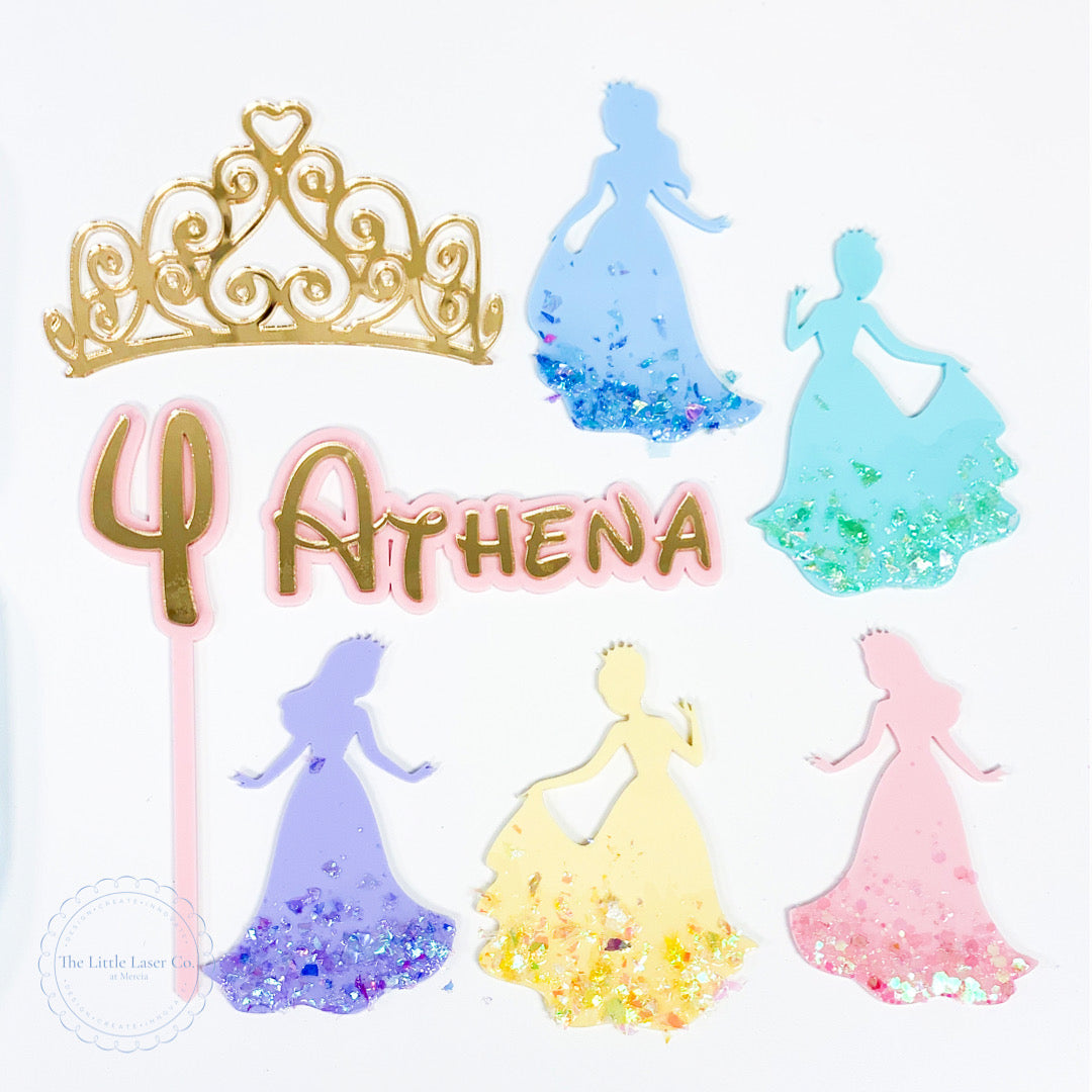 Princess Acrylic Cake Topper & Charm Set